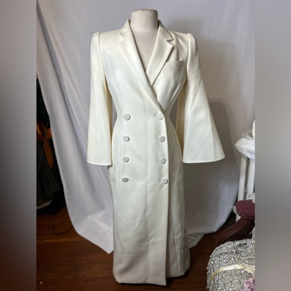 Fendi cream runway Double breasted wool Twill coat EU42/US6 - Picture 7 of 11